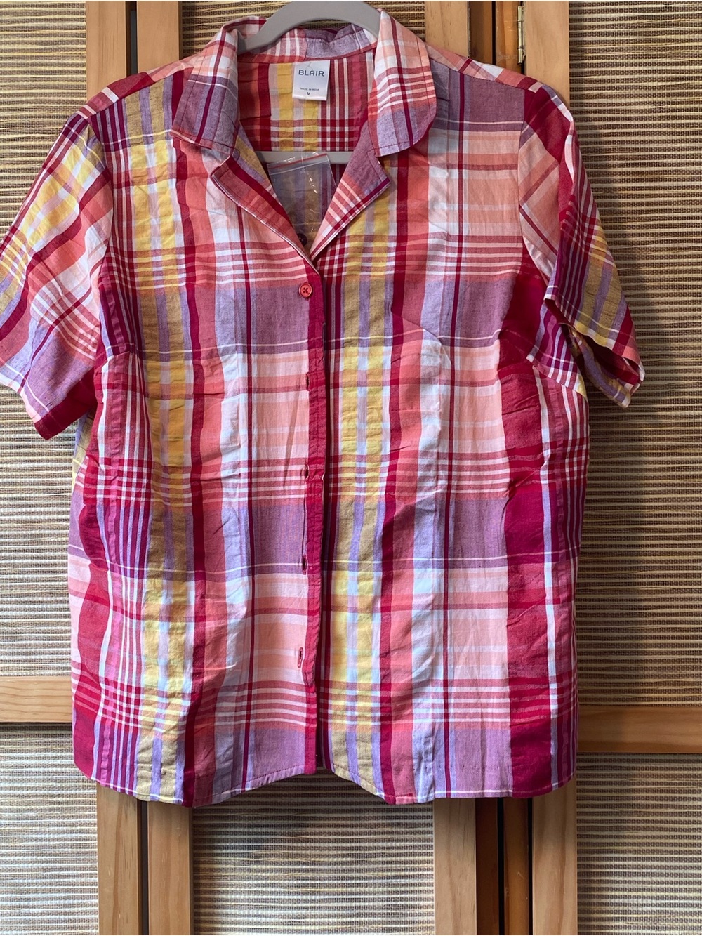 Madras Inspired Cotton Summer Shirt Sz M
